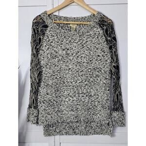 Escio Anthropologie Sweater Womens Medium Mixed Media Artsy Boho Popover
